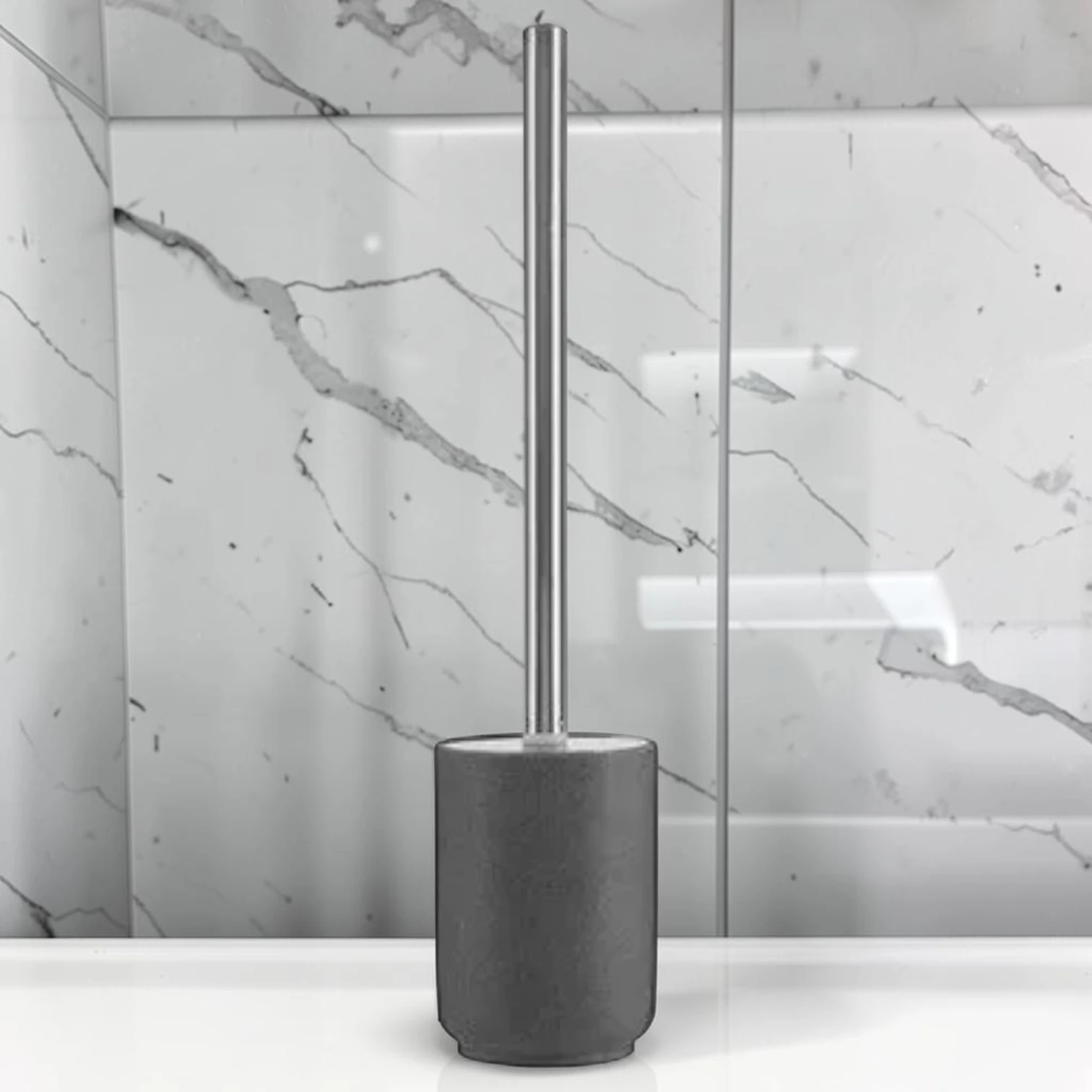 sanitizebrush Toilet Brush Canyon Grey Polyresin Cylindrical Design