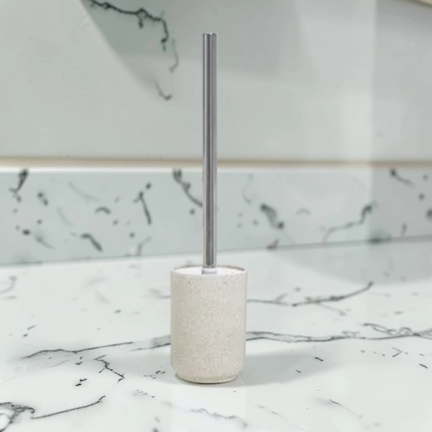 sanitizebrush Canyon Natural Speckled Toilet Brush, Polyresin Holder with Stainless Steel Handle