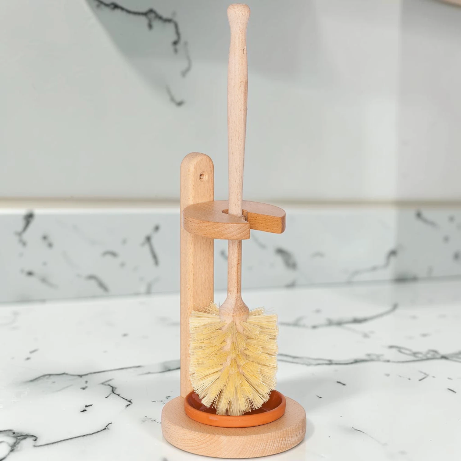 sanitizebrush Oiled Beechwood Toilet Brush Stand With Tampico Fiber Bristles, 9-7/8 Inches