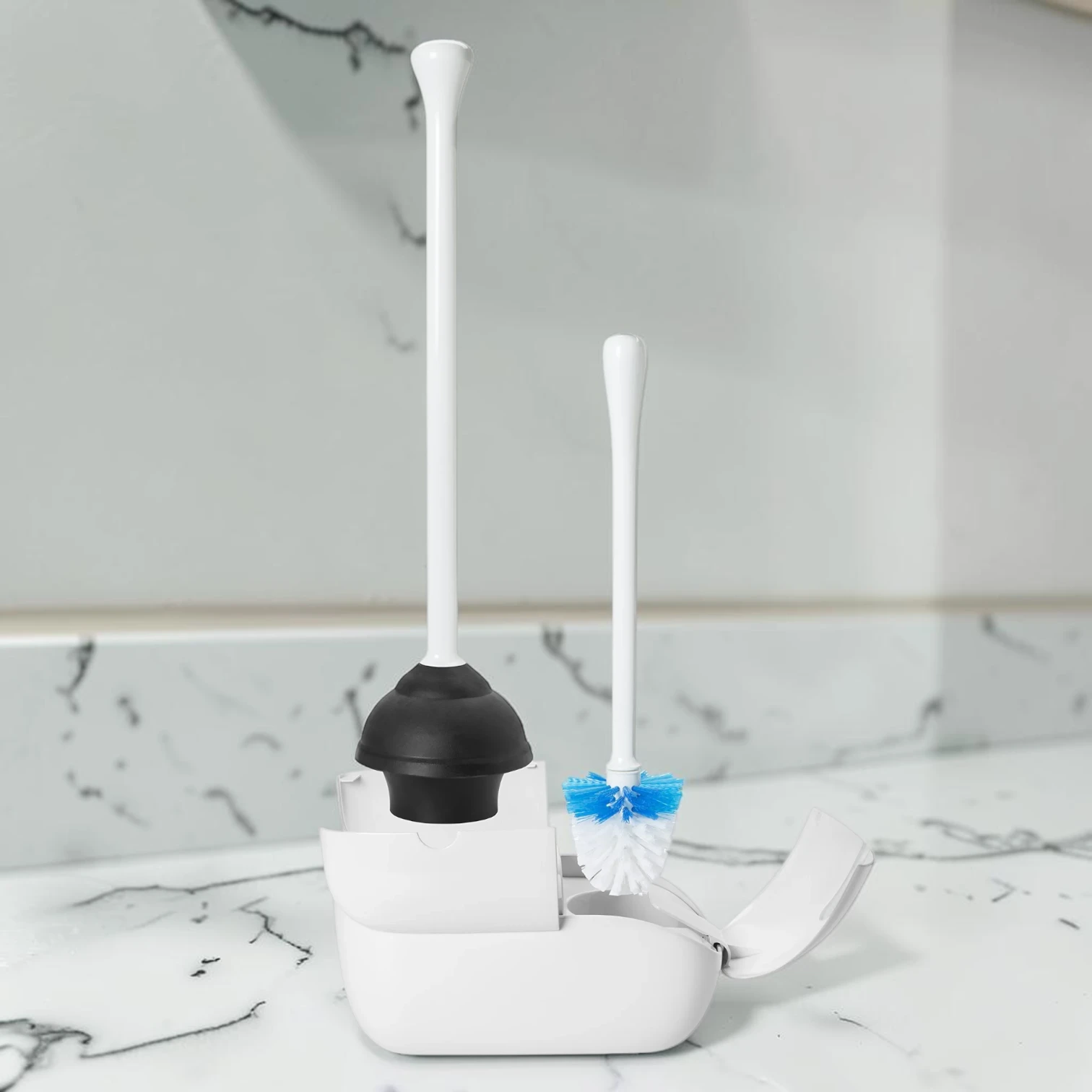 sanitizebrush Toilet Brush and Plunger Combo Set, Plastic, 22.75-Inch Handle