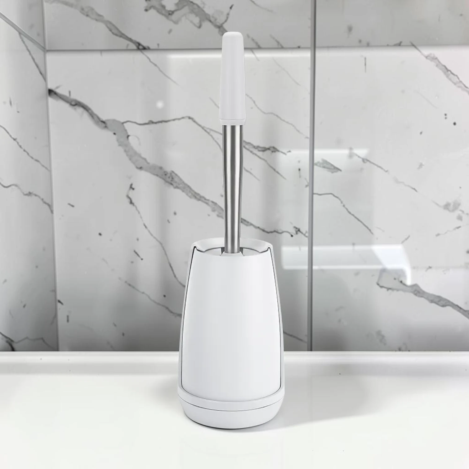 sanitizebrush Swivel Toilet Brush Caddy Stainless Steel and Plastic 13.3 x 48.2cm