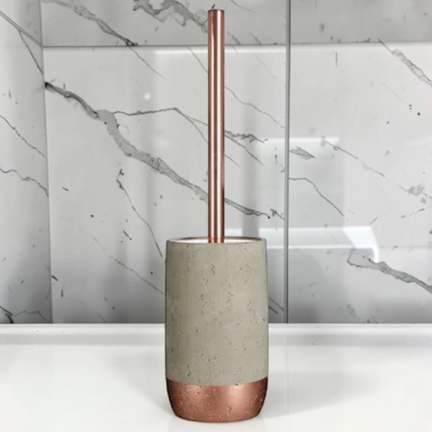 sanitizebrush Toilet Brush Concrete Effect Weighted Holder Set