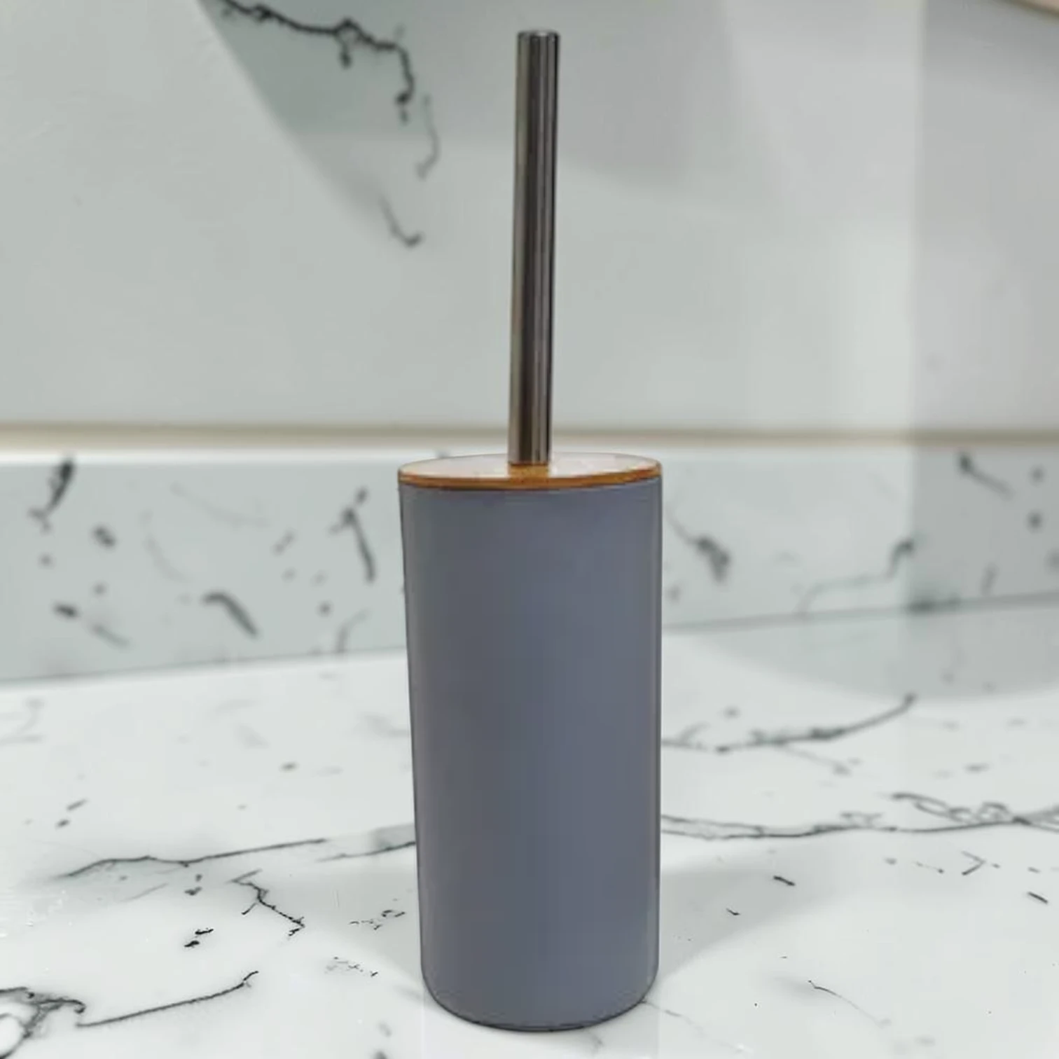 sanitizebrush Toilet Brush Holder, Canyon Grey Cylindrical Storage, Slim Profile