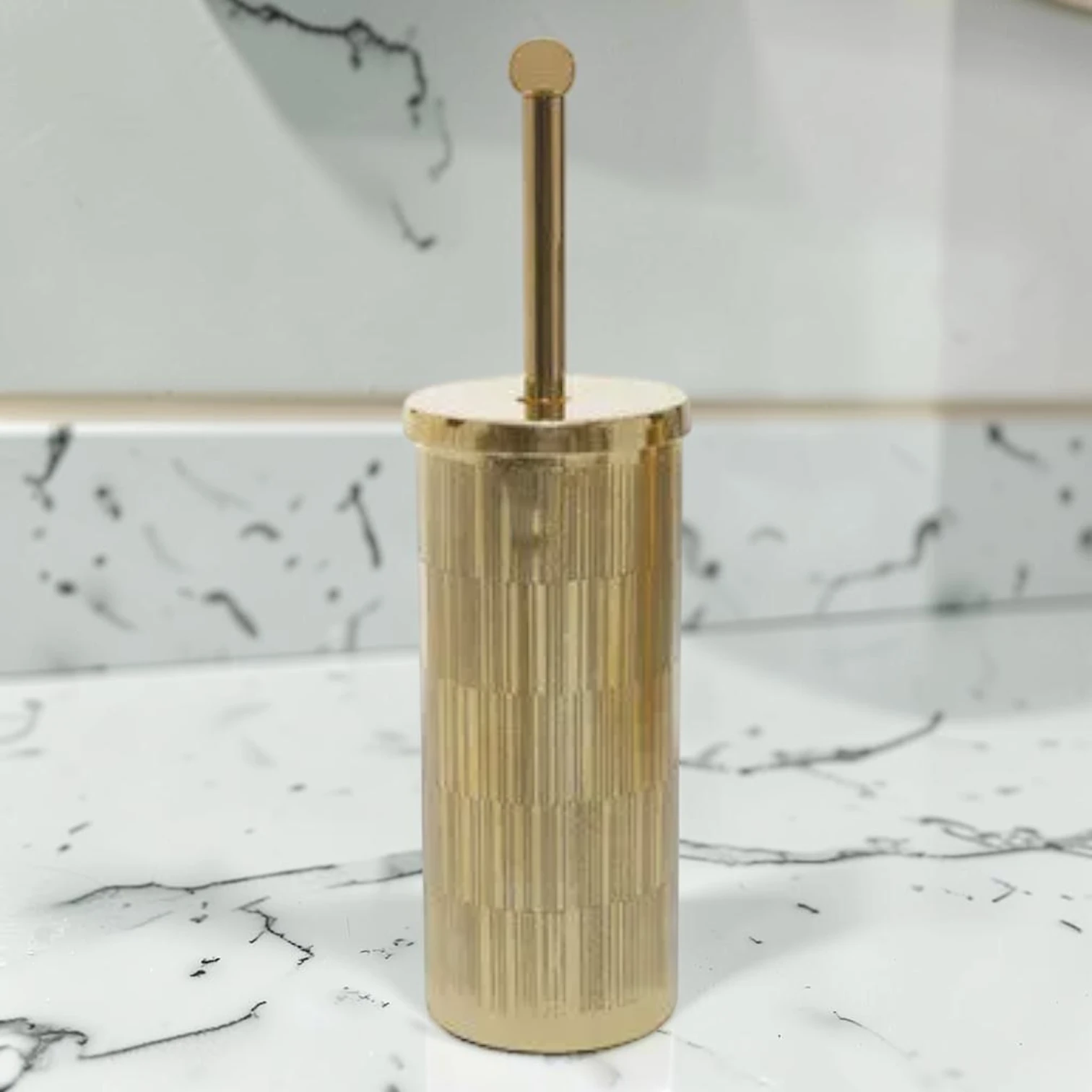 sanitizebrush Toilet Brush Aluminium Gold Finish Floor Standing