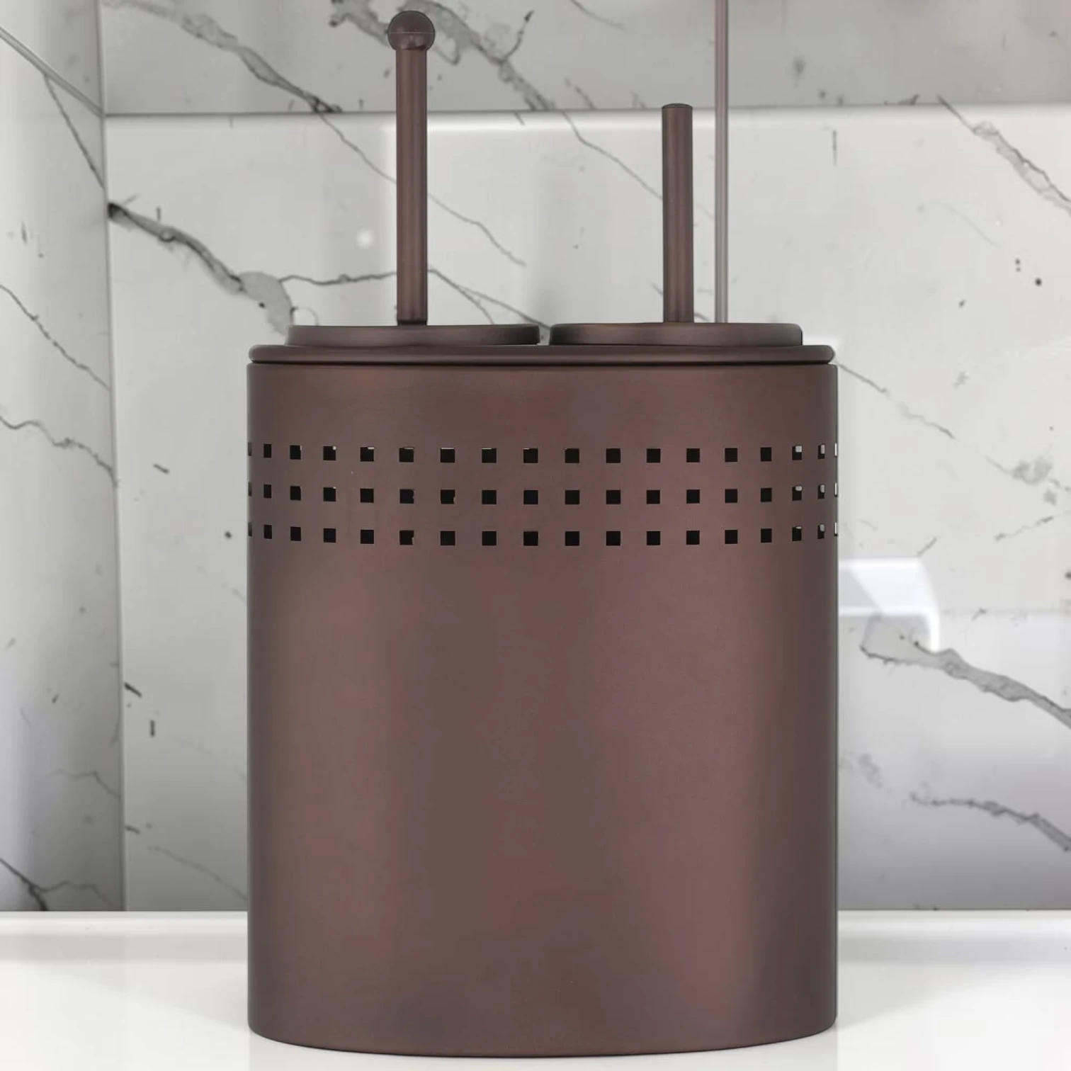 sanitizebrush Toilet Brush and Plunger Set, Oil Rubbed Bronze Finish, Combo Holder with Stable Base