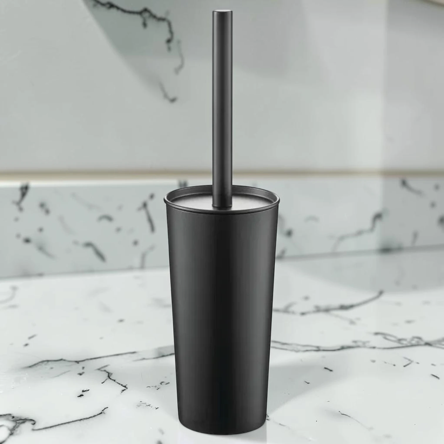 sanitizebrush Toilet Brush and Canister, Stainless Steel, Matte Black, 4.34-inch Diameter x 17-inch Height