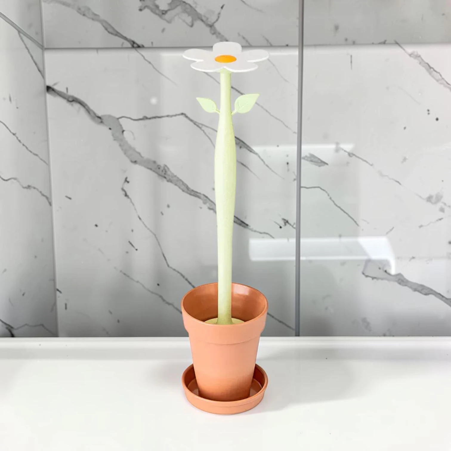sanitizebrush Toilet Brush Set with Holder, Rice Husk Bioplastic Blend, Ergonomic Design