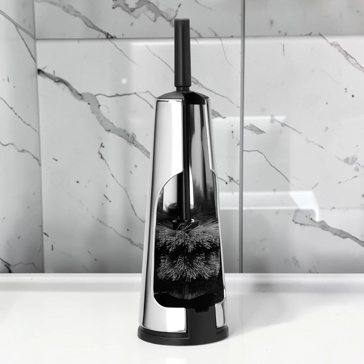 sanitizebrush Toilet Brush and Holder, Brilliant Steel, Corrosion-Resistant Finish