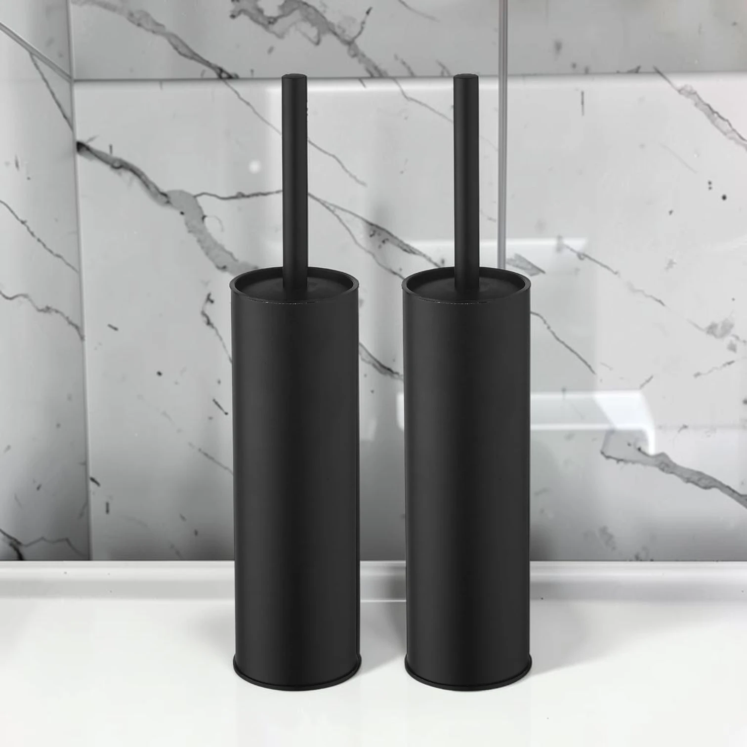 sanitizebrush Toilet Brush And Holder Set, Stainless Steel Bathroom Cleaning Tool, 2-Pack Matte Black, 3.1 x 15.7 Inches