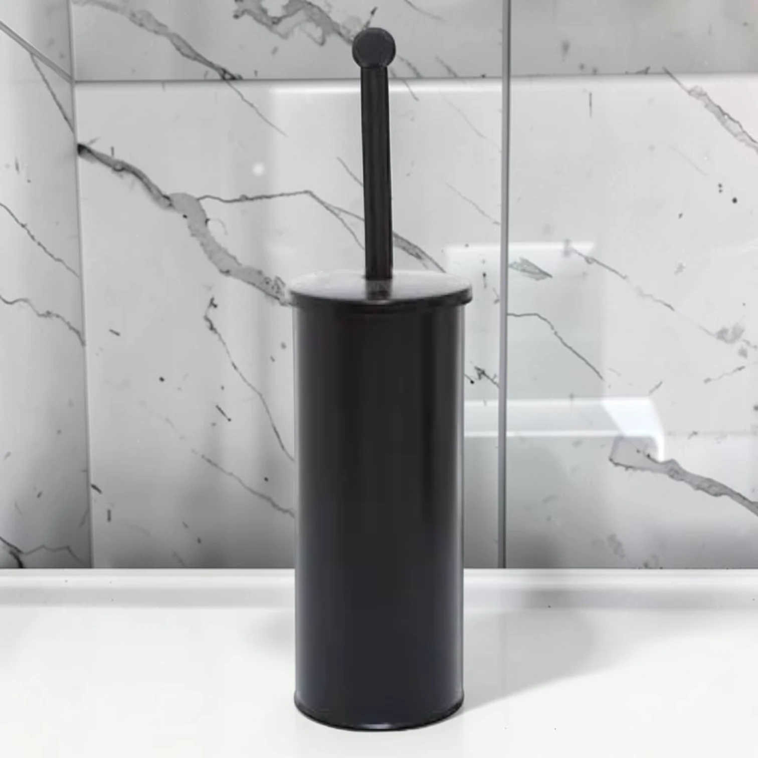 sanitizebrush Toilet Brush Dark Brown Matte Finish Compact Holder Set