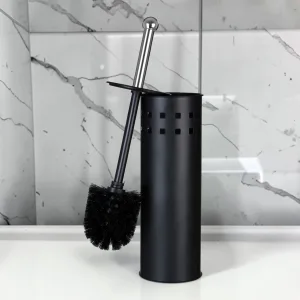 sanitizebrush Toilet Brush Holder Square Design Matte Black Steel