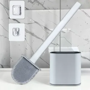 sanitizebrush Toilet Brush and Holder Set, Silicone Bristle Head, Flexible Design, Compact Storage Unit