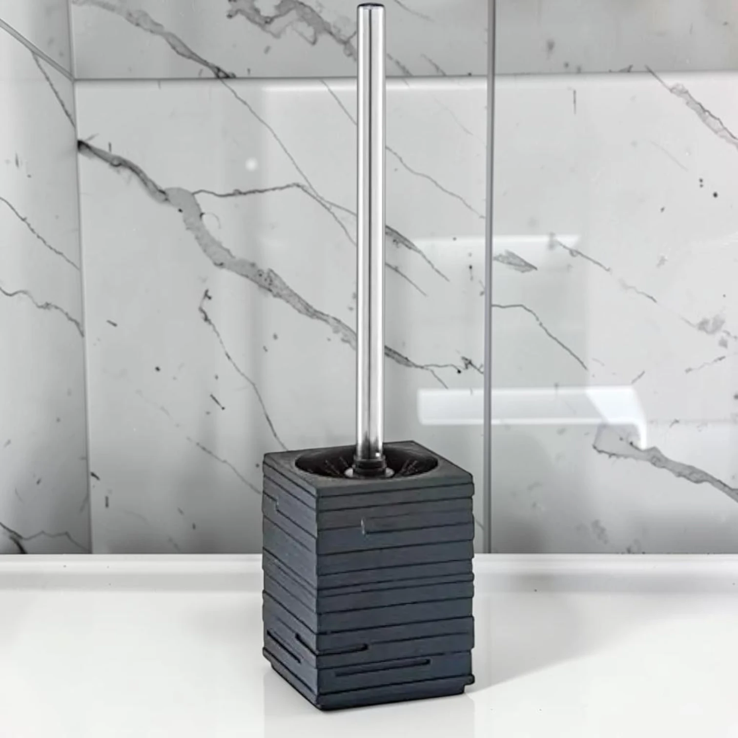 sanitizebrush Toilet Brush, Plastic, Modern Black, 9.5 x 9.5 x 38.5 cm